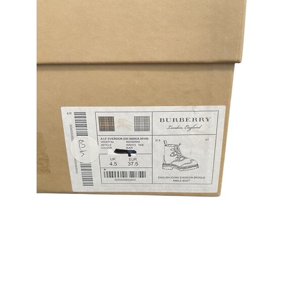 Burberry English Icons Everdon Brogue Black Ankle Boots Size 37.5 US 7.5 - Picture 11 of 11
